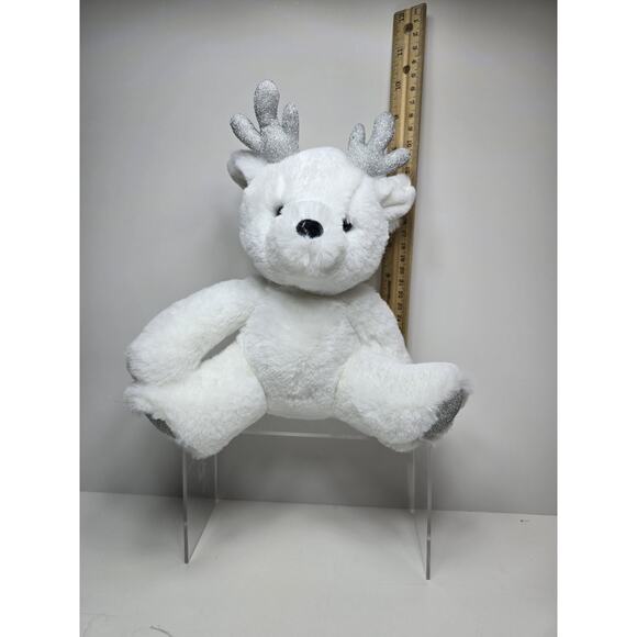 Aurora Amelia 9" Baby Deer SOFT Plush White Luxe Silver Glitter Stuffed Animal - Picture 1 of 4